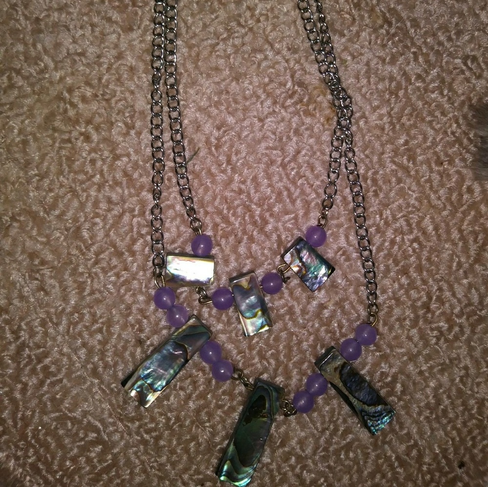 Hand-made abalone tiered necklace